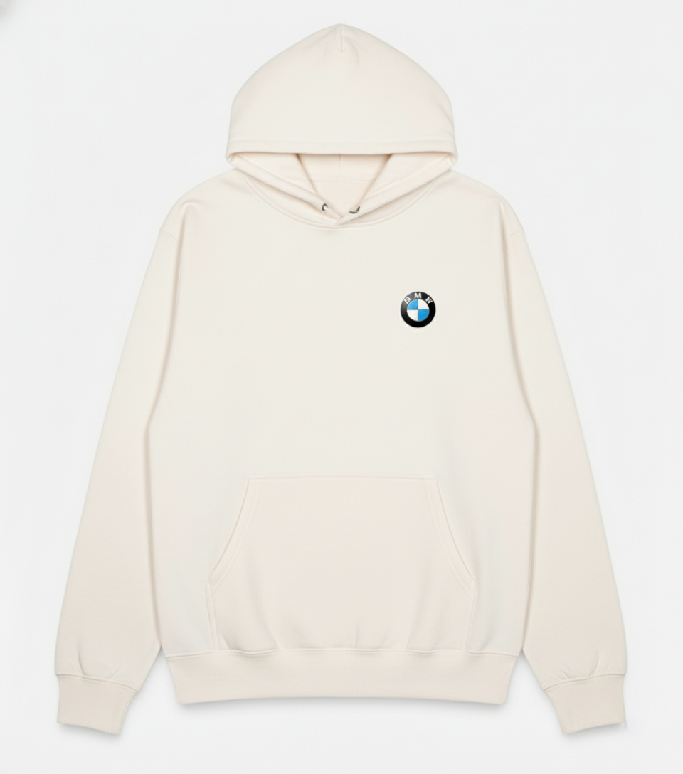 Minimalist BMW Roundel Hoodie – Off-White Edition