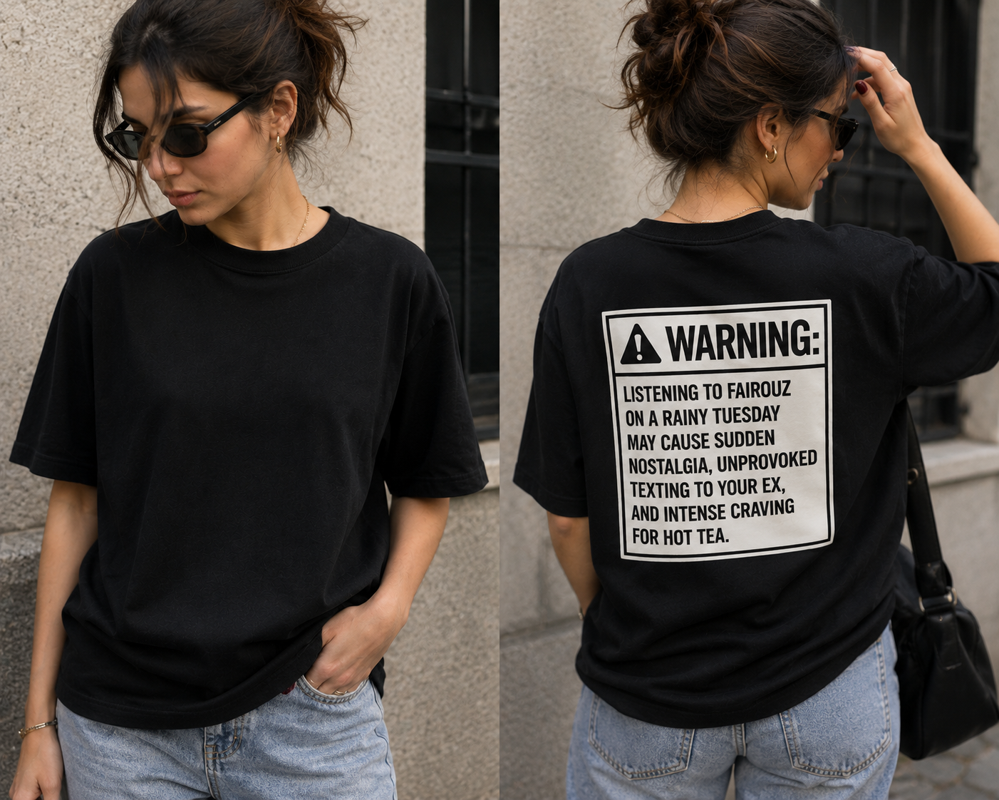 Warning: Fairouz on a Rainy Tuesday Oversized T-Shirt