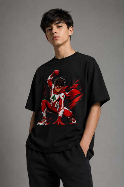 Sindiane Hero Tee - Cedar Guardian Graphic Oversized T-Shirt
