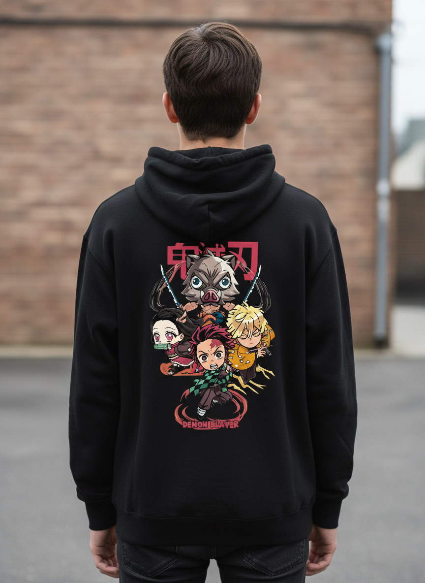 Demon Slayer Chibi Squad Black Hoodie