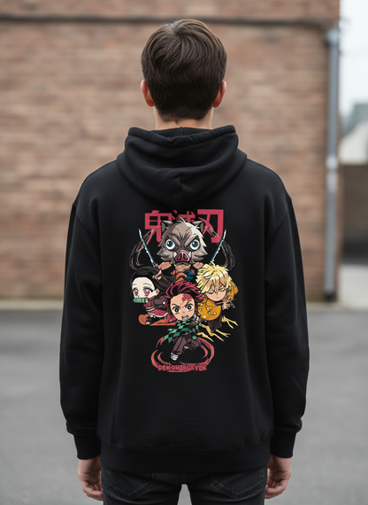 Demon Slayer Chibi Squad Black Hoodie