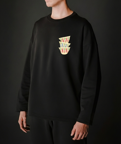 Stacked Finjan Sweatshirt - Minimalist Arabic Coffee Apparel