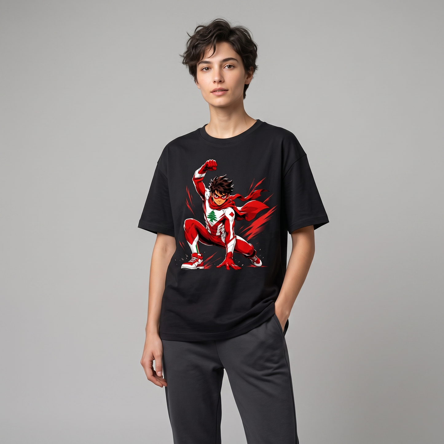 Sindiane Hero Tee - Cedar Guardian Graphic Oversized T-Shirt