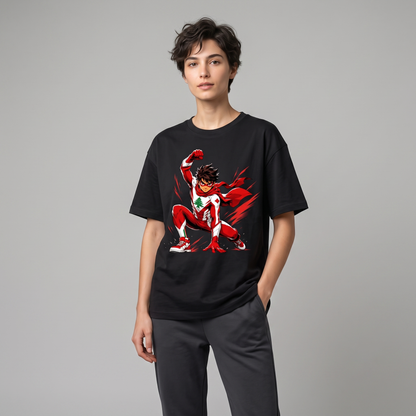 Sindiane Hero Tee - Cedar Guardian Graphic Oversized T-Shirt