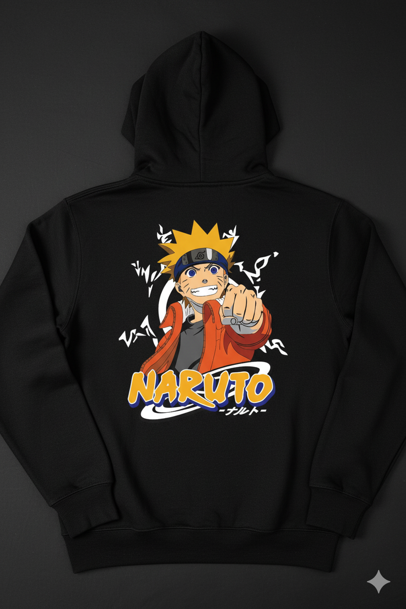 Naruto Uzumaki "Believe It" Double-Sided Black Hoodie