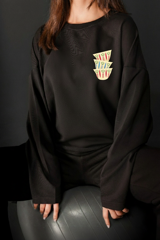 Stacked Finjan Sweatshirt - Minimalist Arabic Coffee Apparel