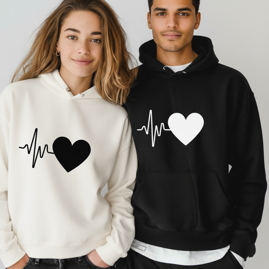 The Heartbeat Collection: Matching Couple Hoodies