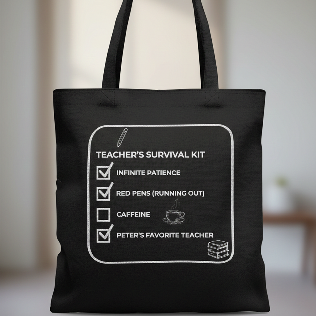 Personalized Teacher’s Checklist Canvas Tote