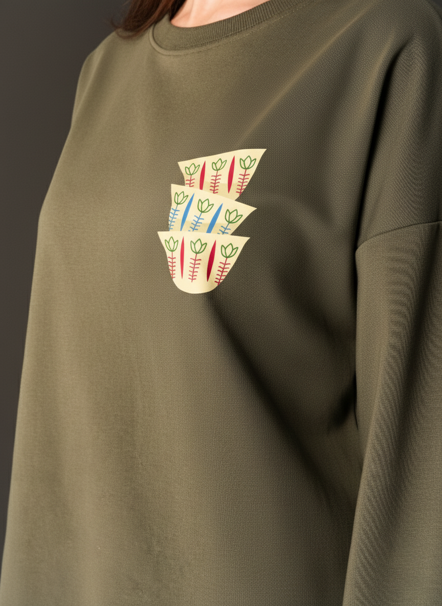 Stacked Finjan Sweatshirt - Minimalist Arabic Coffee Apparel