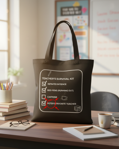 Personalized Teacher’s Checklist Canvas Tote